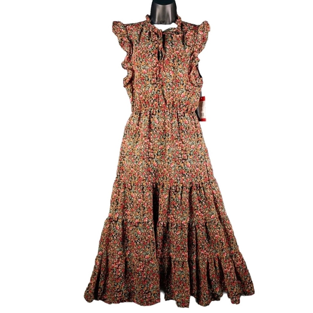 BB Dakota Steve Madden Brown and Orange Ruffled Tiered Sundress New Without Tags